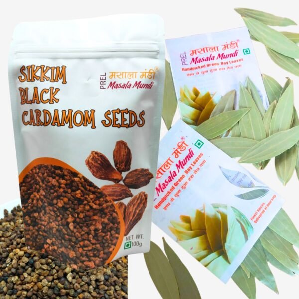 Sikim Large Black cardamom Seeds 100 gm & Bay Leaf 20 gm