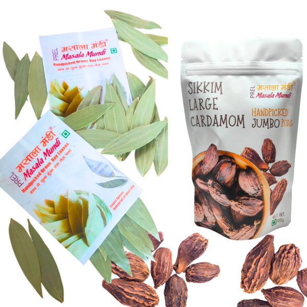 Sikkim Large Black Cardamom Jumbo Pods 100gm & Bay leaf 20gm