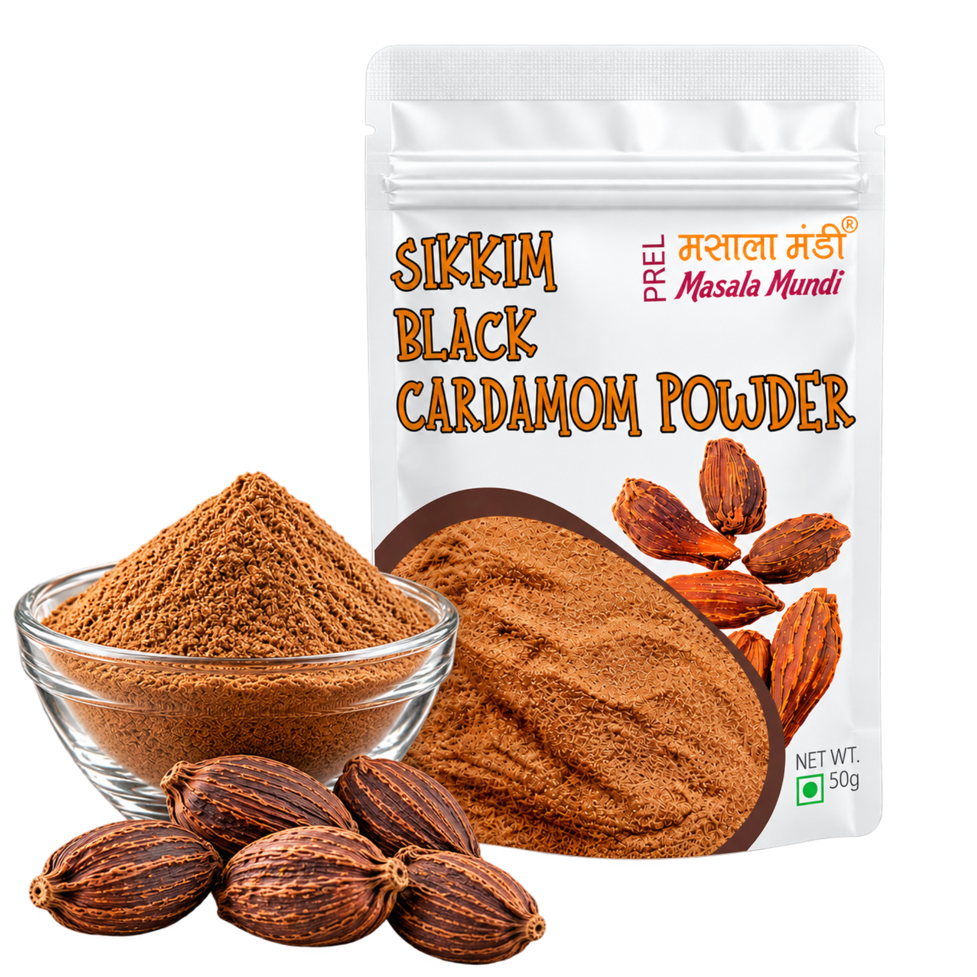 Wellness & Warmth- Premium Spice Gift Box (Black Cardamom Seeds+Cardamom Powder+Ing Makhir Ginger Powder+ Lakadong Turmeric Powder+ Bay Leaf Powder +Cinnamon Powder 50g Each)