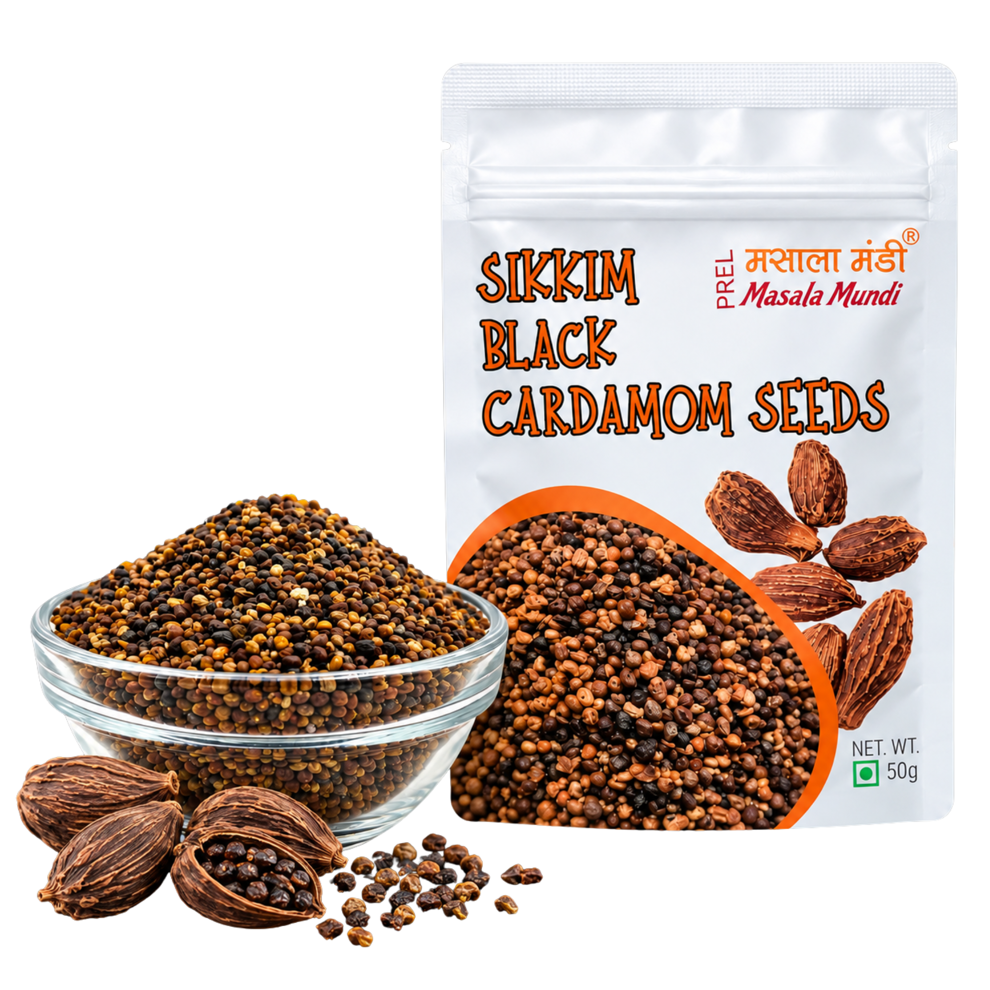 Wellness & Warmth- Premium Spice Gift Box (Black Cardamom Seeds+Cardamom Powder+Ing Makhir Ginger Powder+ Lakadong Turmeric Powder+ Bay Leaf Powder +Cinnamon Powder 50g Each)