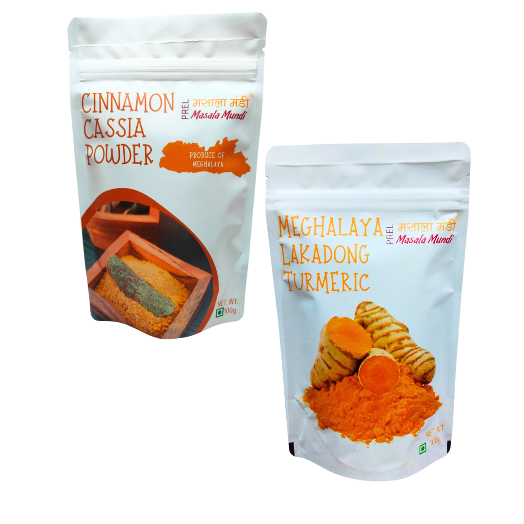 Lakadong Turmeric Powder 100gm + Cinnamon Cassia Powder 100gm
