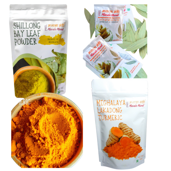 Lakadong Turmeric Powder + Bay Leaf Powder+ Bay Leaf Stem Cut A1 Premium