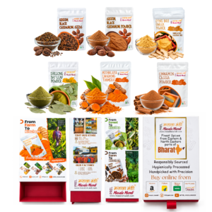 Signature Himalayan Aromas-Premium Spice Box (Black Cardamom Seeds Whole|Cardamom|Lakadong Turmeric|Bay Leaf|Cinnamon|Syingbah Ginger|Powders 50g Each)