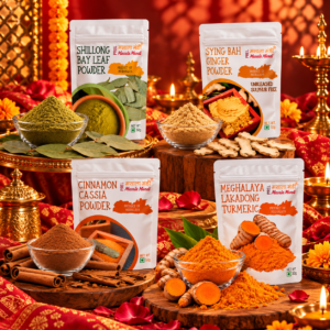Lakadong, Bay Leaf, Cinnamon & Syingbah Ginger | 50g EachPremium | Northeast Spice Collection – 4 Signature Spices